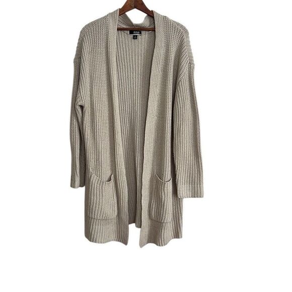 a.n.a A New Approach Open Front Ribbed Knit Cotton Cardigan Sweater Cream XL - Picture 1 of 7